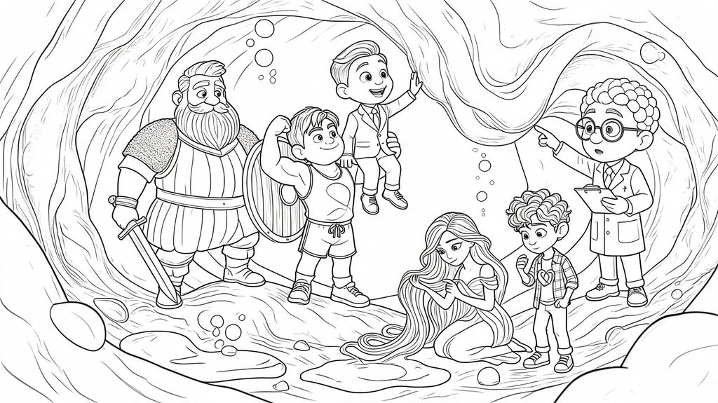 Anatomy Heroes & Whimsical Adventures: 5-Page Printable Coloring Pack
