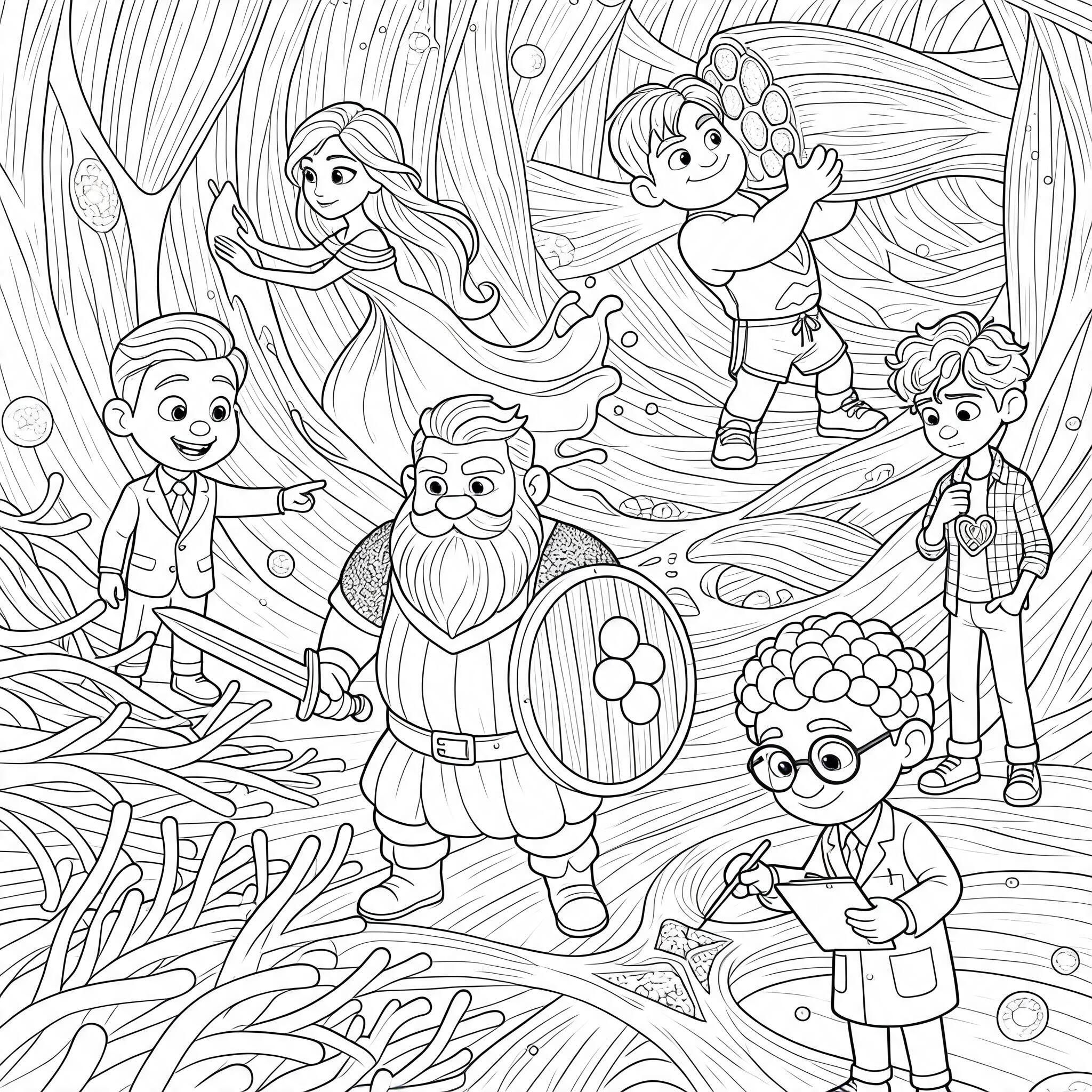 Anatomy Heroes & Whimsical Adventures: 5-Page Printable Coloring Pack